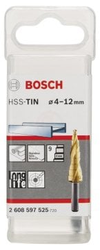 Bosch Spiral Kanallı HSS-TiN 9 Kademeli Matkap Ucu Üç Yüzeyli Şaft Ø4-12 mm - 2608597525