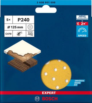 Bosch Zımpara Kağıdı Expert C470 115M  180 Kum 8 Delikli 5 Li Paket (2608901098) - 2608901098