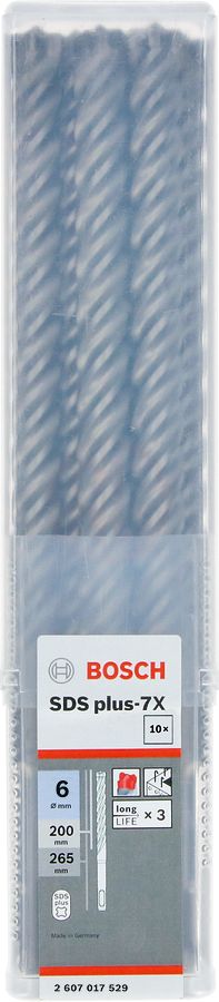 Bosch SDS Plus-7X Kırıcı Delici Uç 6,0x265 mm (10 Adet) - 2607017529