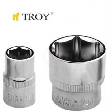 Troy 26169 3/8 İnç Lokma (Ölçü 15mm-Çap 21,8-Uzunluk 28mm)
