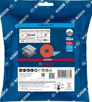 Bosch X-Lock Fiber Zımpara Diski Expert Prisma Ceramic R782 125 mm 80 Kum (5 Adet) - 2608621810