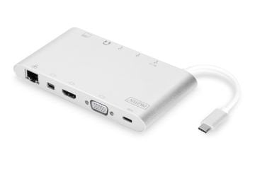 Assmann Digitus Usb Tip C Docking Station (Digitus Universal Docking Station, Usb Type-C™) 1 X Hdmı Port, 4K 1 X Minidp Port 1 X Vga Port 1 X Usb Tip C Pd Port (Notebook Cihazını Şarj Etmek İçin) 3 X Usb 3.0 Port 1 X 10/100/1000 Port Microsd, Sd/Mmc