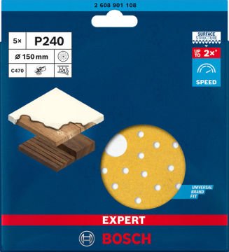 Bosch Zımpara Kağıdı Expert C470 115M  180 Kum 8 Delikli 5 Li Paket (2608901108) - 2608901108