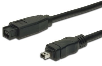 Assmann Firewire 800 Bağlantı Kablosu, 9 Pin Erkek - 4 Pin Erkek, 1.80 Mt, Awg: 26/28, Ieee 1394-2008, Ul, Siyah Renk