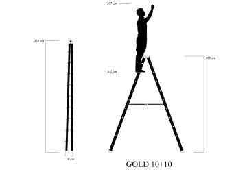MHT Sky Gold Çift Taraflı Aluminyum Merdiven 10+10