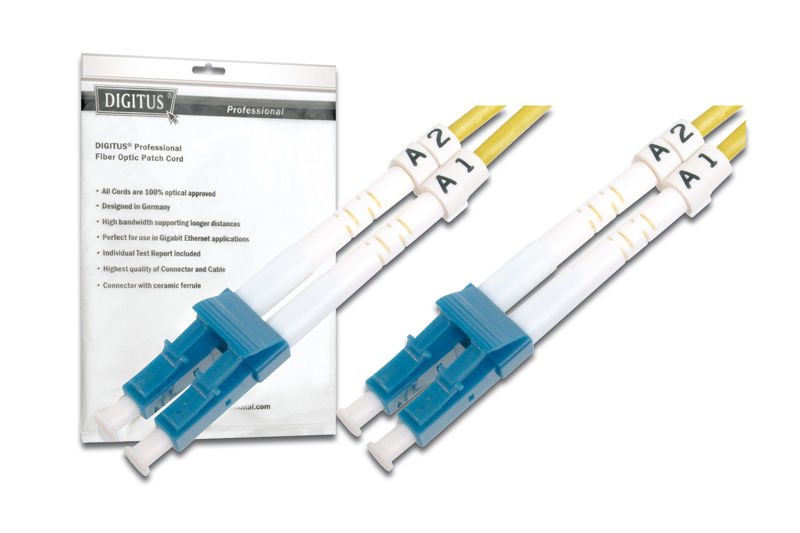 Assmann Digitus Lc-Lc Fiber Optik Patch Kablo, 15 Mt, Singlemode, Duplex, 09/125