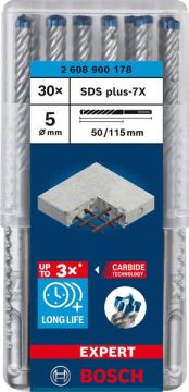 Bosch Kırıcı Delici Uç SDS-Plus-7X Expert 5x115 mm (30 Adet) - 2608900178
