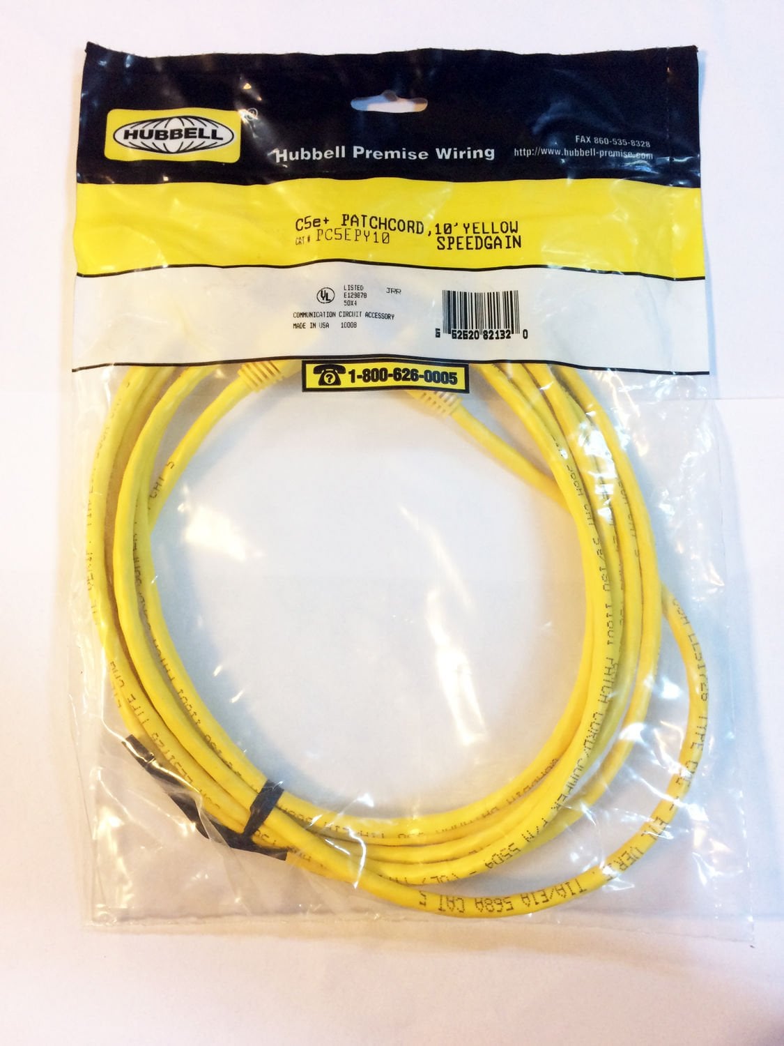 Hubbell Cat 5E+ Patch Kablosu, Sarı Renk, 3 Mt (10 İnch)