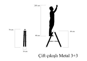 MHT Sky Line Çift Taraflı Metal Merdiven 3+3