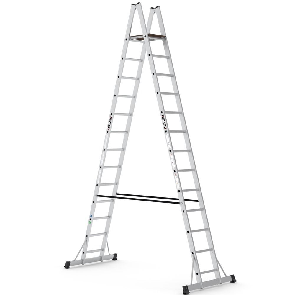 Çağsan A Tipi Platformlu Alüminyum Merdiven 12+1 Basamaklı - A4