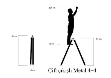 MHT Sky Line Çift Taraflı Metal Merdiven 4+4