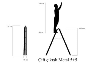 MHT Sky Line Çift Taraflı Metal Merdiven 5+5