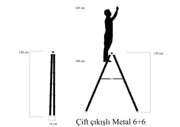MHT Sky Line Çift Taraflı Metal Merdiven 6+6