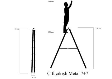 MHT Sky Line Çift Taraflı Metal Merdiven 7+7
