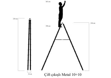 MHT Sky Line Çift Taraflı Metal Merdiven 10+10