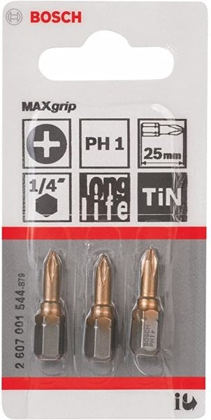 Bosch Maxgrip Vidalama Ucu Ph1X25 Mm 3 Lü - 2607001544