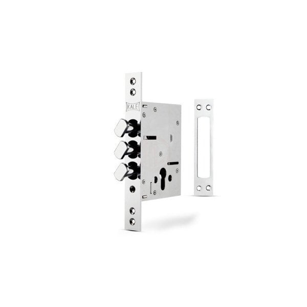 Kale Çelik Kapı Kilidi Döner Sürgülü Çelik Kapı Emniyet Kilidi Krom 60 mm (68 mm Silindirli) - 287D0000007