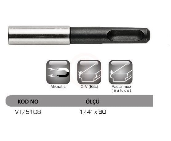 Vip-Tec SDS Plus Bits Tutucu 1/4 İnç x 80 mm - VT/5108