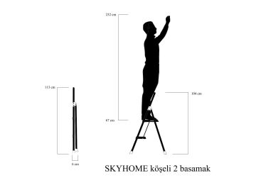 MHT Skyhome Ev Tipi Geniş Basamaklı Köşeli Merdiven 2 Basamaklı
