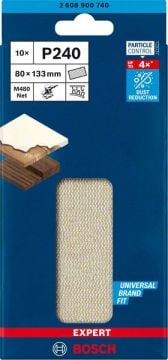 Bosch Ağ Zımpara Expert M480 80x133 mm 240 Kum (10 Adet) - 2608900740