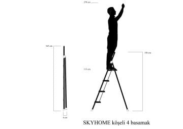 MHT Skyhome Ev Tipi Geniş Basamaklı Köşeli Merdiven 4 Basamaklı