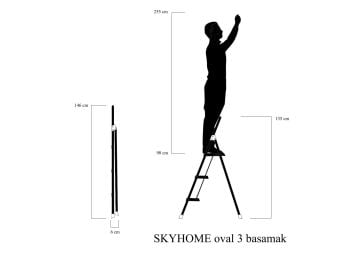 MHT Skyhome Ev Tipi Geniş Basamaklı Oval Merdiven 3 Basamaklı