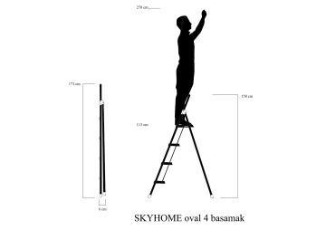 MHT Skyhome Ev Tipi Geniş Basamaklı Ovali Merdiven 4 Basamaklı