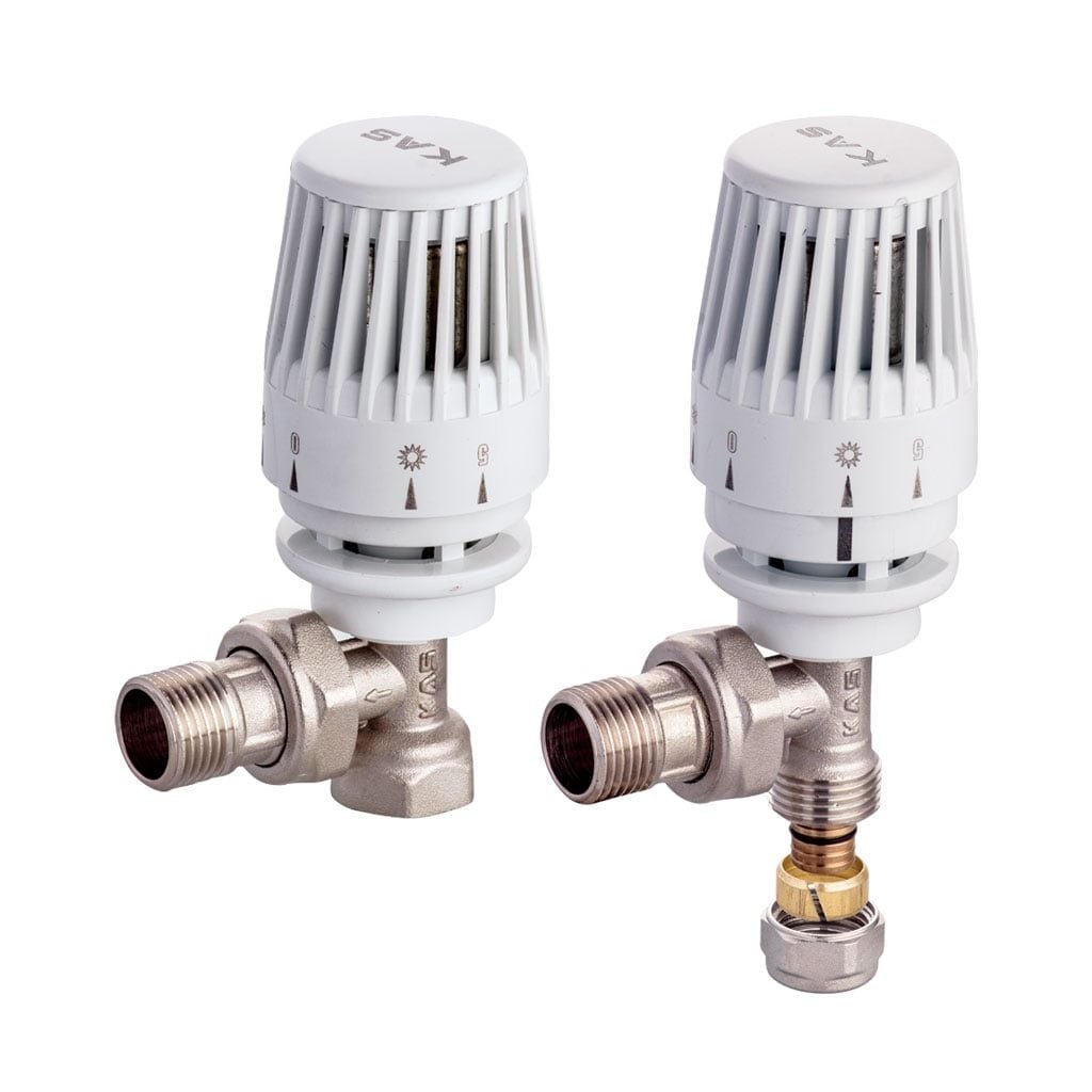 KAS Termostatik Vana Köşe PEX-B Bağlantılı 16x2 1/2 İnç (Jaklı Volan)