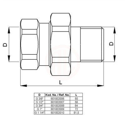 Eca Düz Rakor G 1/2 İnç - 601002007