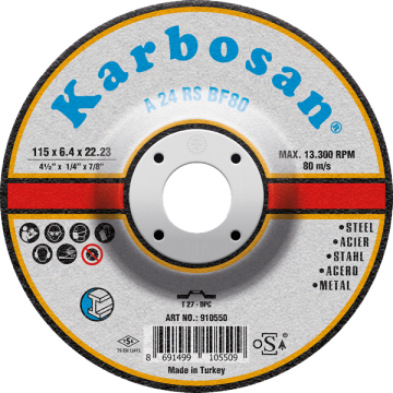 Karbosan Endüstriyel Metal Plus Taşlama Disk T27 Bombeli 125x6,4x22,23 mm A 30 Q BF80 - KAR910640