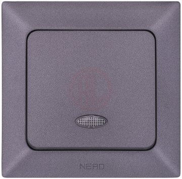 Ne-Ad Aras Metalik Anahtar Grubu / Işıklı Light Anahtar Füme (Çerçevesiz) - 93-21-04