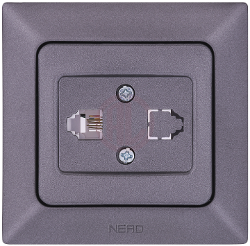 Ne-Ad Aras Metalik İletişim Grubu / Tekli Numeris Telefon Prizi (CAT3) Füme (Çerçevesiz) - 93-21-11-1
