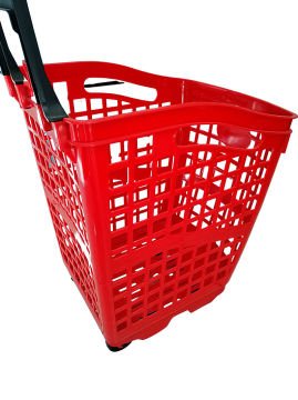 Brio Alışveriş Plastik Market Sepeti 70 LT Tekerlekli Kırmızı