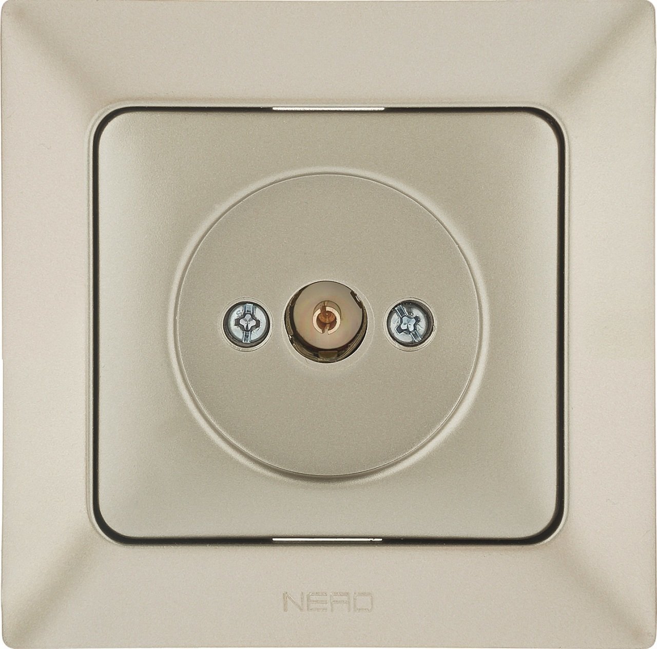 Ne-Ad Aras Metalik TV Radyo Elektronik / TV Anten Prizi (Geçişli - Sonlu) Metalik Bej (Çerçevesiz) - 93-23-07