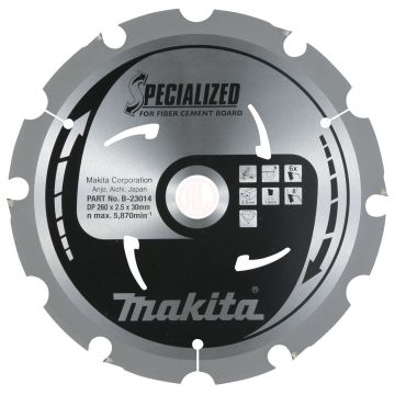 Makita Profesyonel Fibercement Daire Testere 260x30 mm 6 Diş (B-23014)