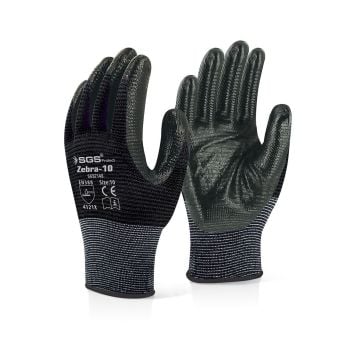 SGS 7140 Nitril Kaplı Örme Eldiven Siyah Zebra-10