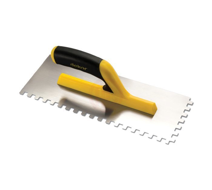 Dekor Hassan Seramik Malası Açık Plastik Saplı Kare Diş 4x4 mm Paslanmaz Çelik 30 Cm