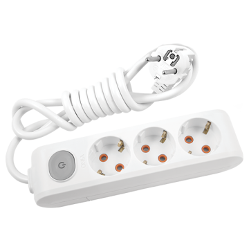 Viko Multi-Let Üçlü Priz Anahtarlı Topraklı Kablolu Çarpma Karşıtı Örtücü 5 Mt Beyaz