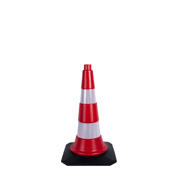 MFK Plastik Trafik ve Reklam Konisi 50 Cm Kırmızı Kauçuk Tabanlı - MFK3550