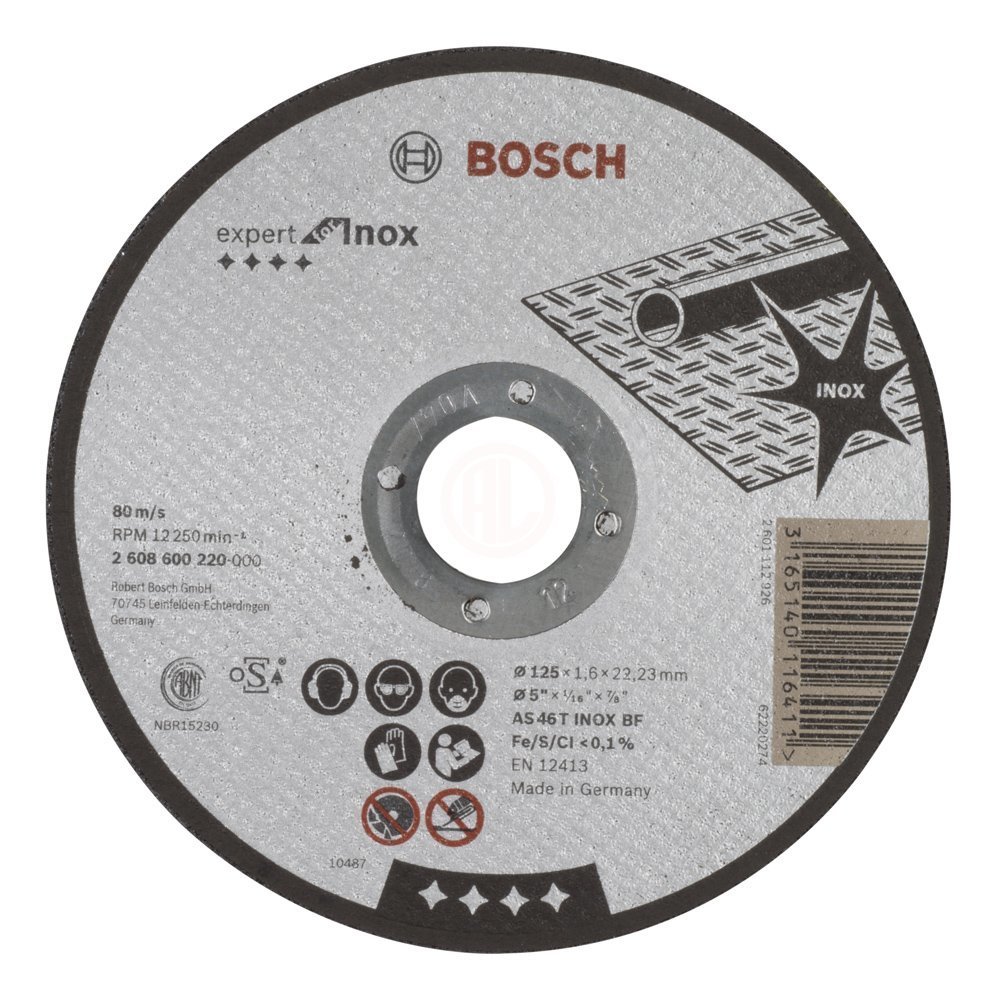 Bosch Paslanmaz Çelik Kesme Diski Expert For Inox Düz 125x22,23x1,6 mm (AS 46 T INOX BF) - 2608600220