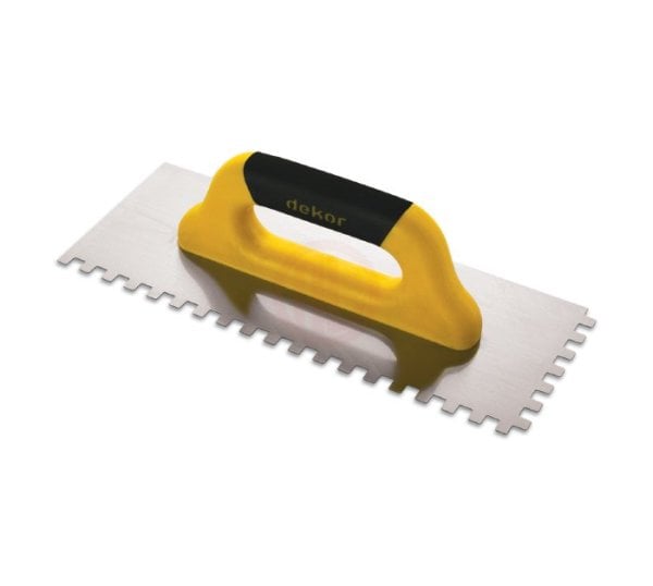 Dekor Hassan Seramik Malası Kapalı Plastik Saplı Kare Diş 10x10 mm Paslanmaz Çelik 30 Cm
