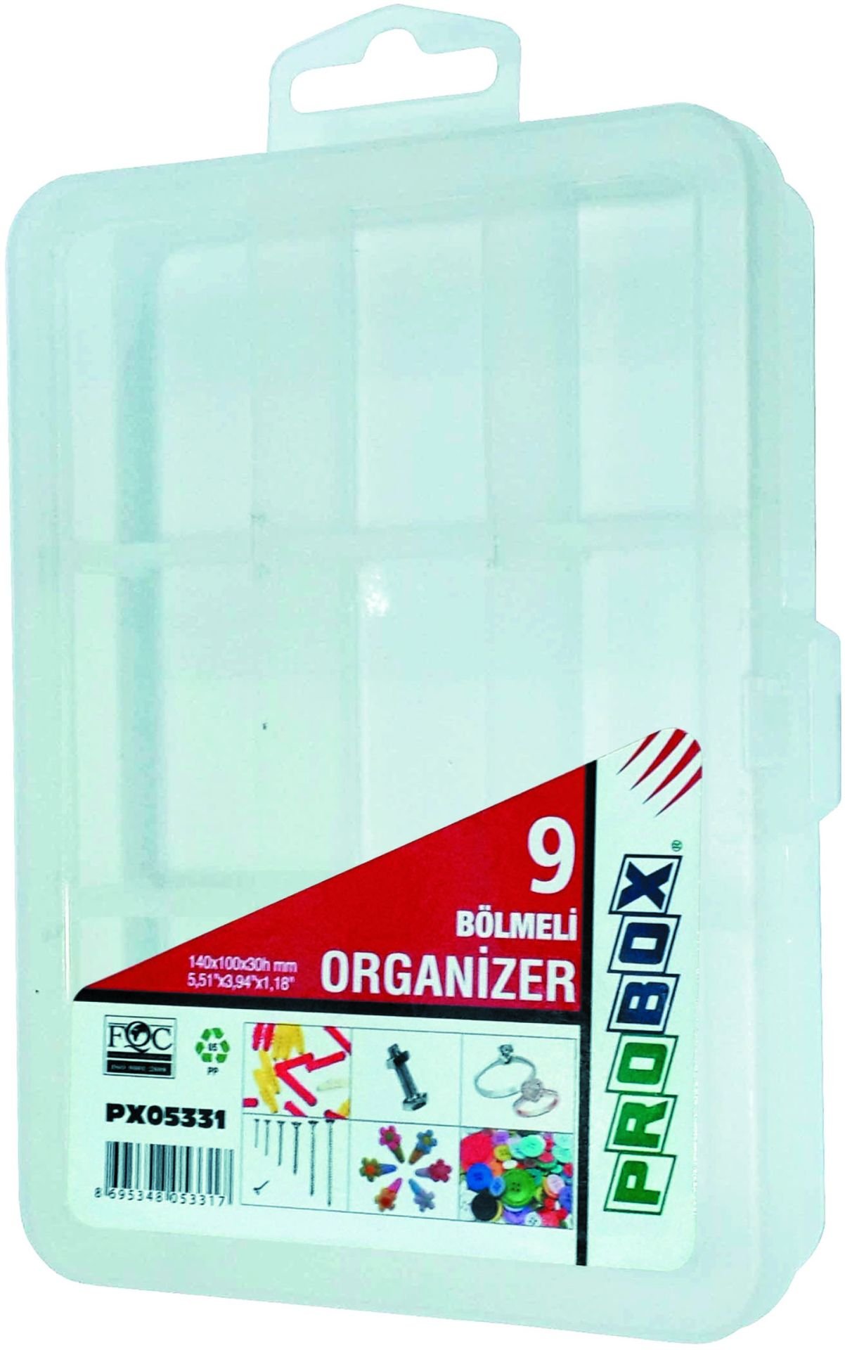 Probox 9 Bölmeli Organizer Kutu  - PRBX05331