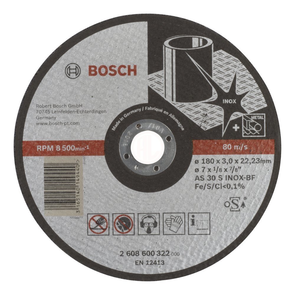 Bosch Paslanmaz Çelik Kesme Diski Expert For Inox Düz 180x22,23x3,0 mm (AS 30 S INOX BF) - 2608600322