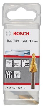 Bosch Spiral Kanallı HSS-TiN 5 Kademeli Matkap Ucu Üç Yüzeyli Şaft Ø4-12 mm - 2608587429