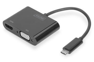 Assmann Digitus Usb 3.1 (Gen. 1) (Usb Tip C) Hdmı + Vga Grafik Adaptörü Giriş: 1 X Usb Tip C Erkek (Bilgisayar Bağlantısı İçin) Çıkış: 1 X Hdmı A (19-Pin) Dişi (Uhd, 4K/30Hz), 1 X Vga (Hd15) Dişi (Full Hd) Plastik