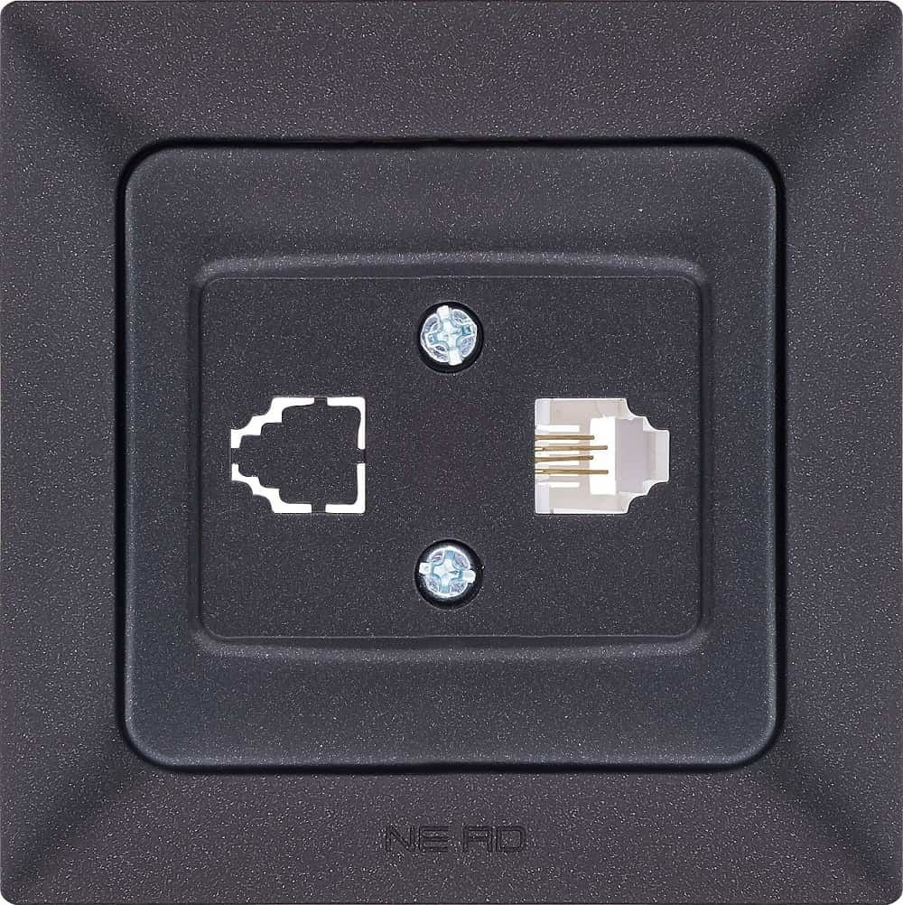Ne-Ad Aras Metalik İletişim Grubu / Tekli Numeris Telefon Prizi (CAT3) Siyah (Çerçevesiz) - 93-24-11-1