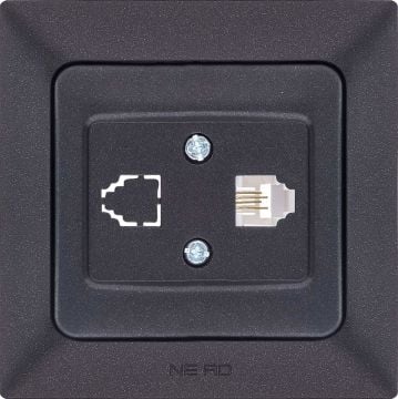 Ne-Ad Aras Metalik İletişim Grubu / Tekli Numeris Telefon Prizi (CAT3) Siyah (Çerçevesiz) - 93-24-11-1