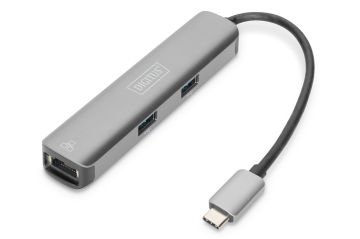 Assmann Digitus Usb Tip C Docking Station, 5 Port (Usb-C™ Dock, 5 Port) 1 X Hdmı Port (Uhd Çözünürlük, 4K/30 Hz) 1 X Usb-C™ Port (Notebook Bağlamak İçin) 3 X Usb 3.0 Port 1 X 10/100/1000 Port Alüminyum Gümüş Renk