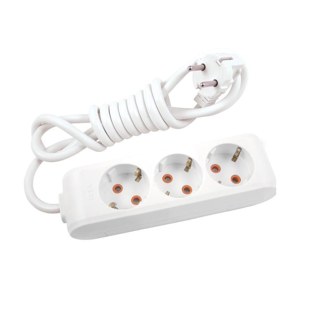 Viko Multi-Let Üçlü Priz Topraklı Kablolu Çarpma Karşıtı Örtücü 1 Mt Beyaz