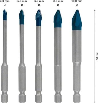 Bosch Seramik Matkap Ucu Expert HEX-9 HardCeramic Set (5 Parça) (4/5/6/8/10 mm) - 2608900597